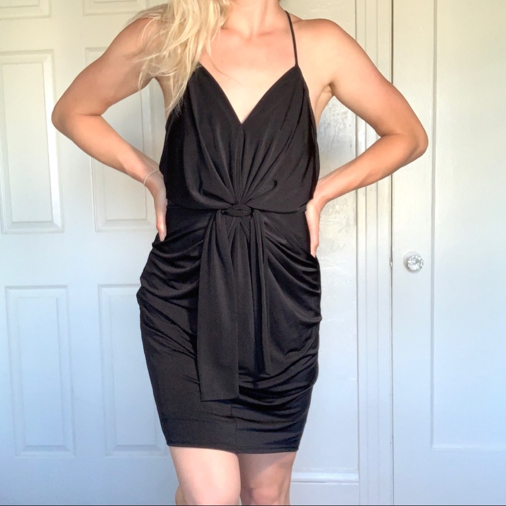 NWOT Express V-Neck Satin Little Black Dress